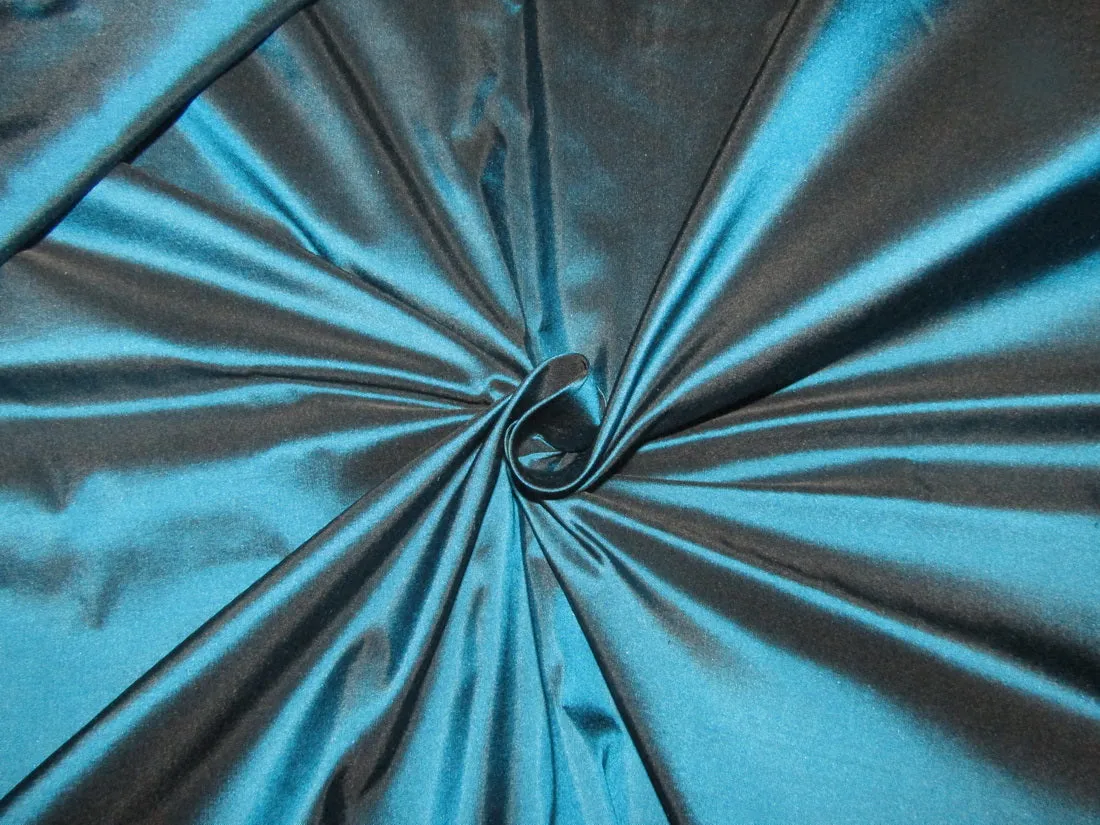 100% Pure Silk Taffeta 32 MOMME blue x black [peacock blue] color 54&quot; wide TAF315[1]