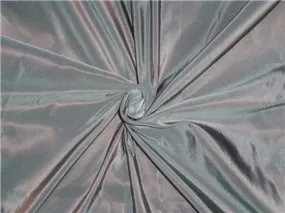 100% Pure Silk Taffeta Fabric Dusty Blue x Brown 60"  wide TAF279[3]