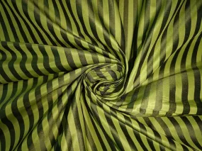 100% PURE SILK TAFFETA FABRIC LIME YELLOW WITH BLACK COLOUR STRIPES 54" wide TAF#S111[1]