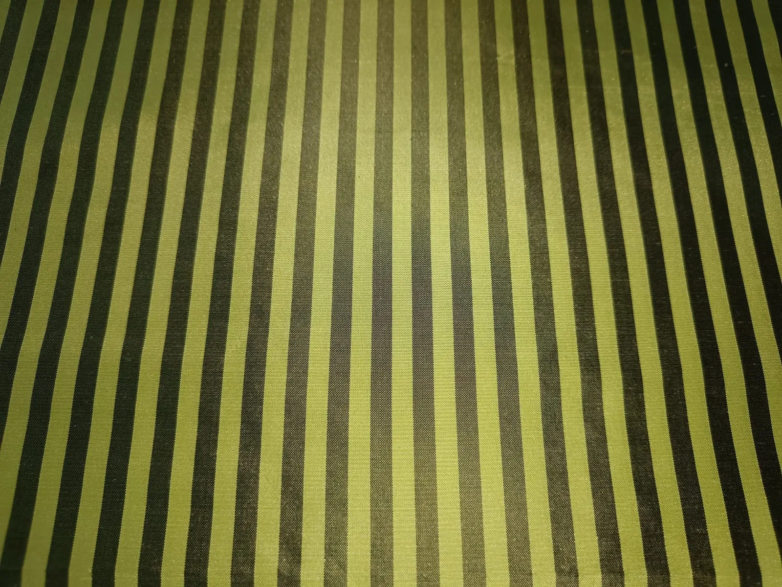 100% PURE SILK TAFFETA FABRIC LIME YELLOW WITH BLACK COLOUR STRIPES 54" wide TAF#S111[1]