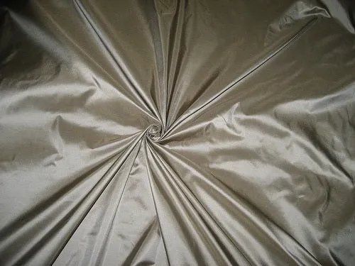 100% Pure SILK TAFFETA FABRIC Silver with Olive Shot color 54" wide TAF167