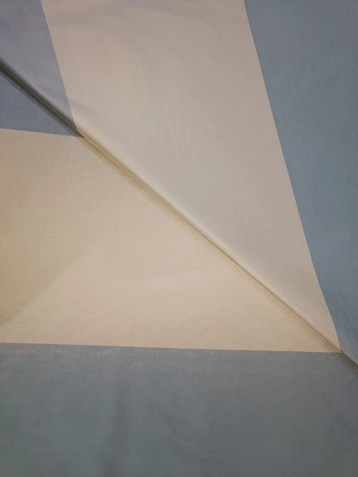 100% Silk Taffeta Fabric Blueish Grey &Cream colour stripes 54" wide TAF#S46