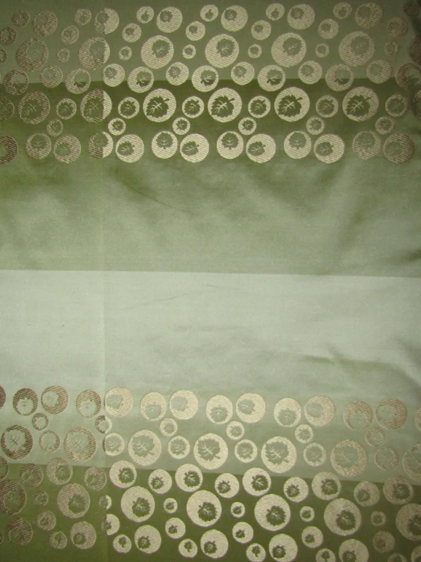 100% SILK TAFFETA FABRIC Light & Dark Green With Jacquard 54" wide TAFSJ1