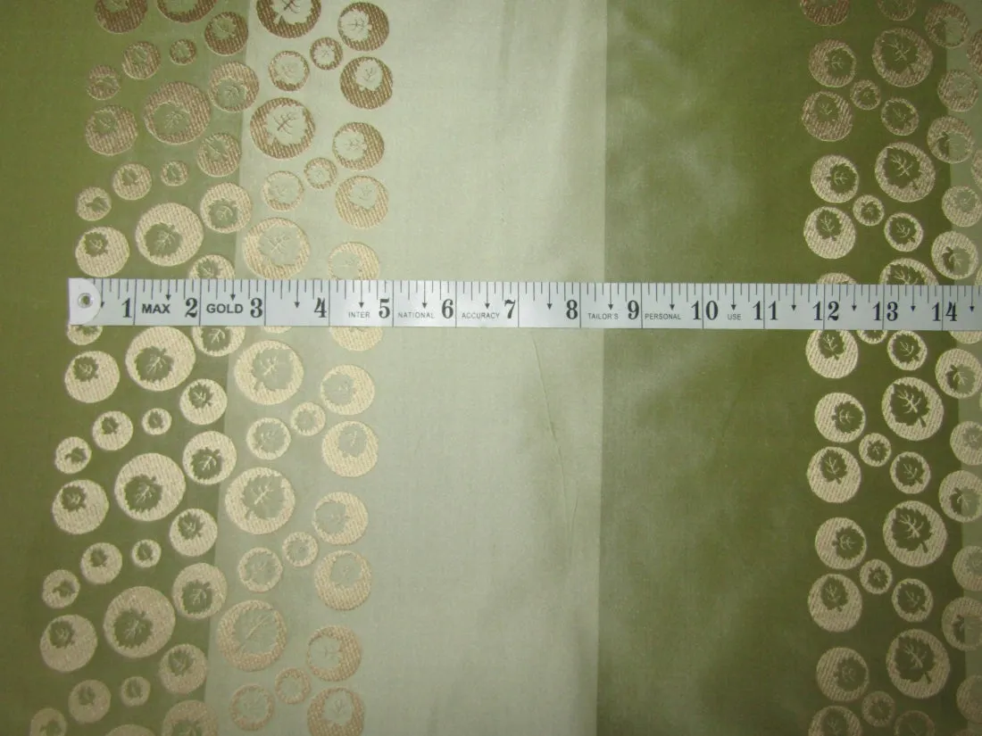 100% SILK TAFFETA FABRIC Light & Dark Green With Jacquard 54" wide TAFSJ1