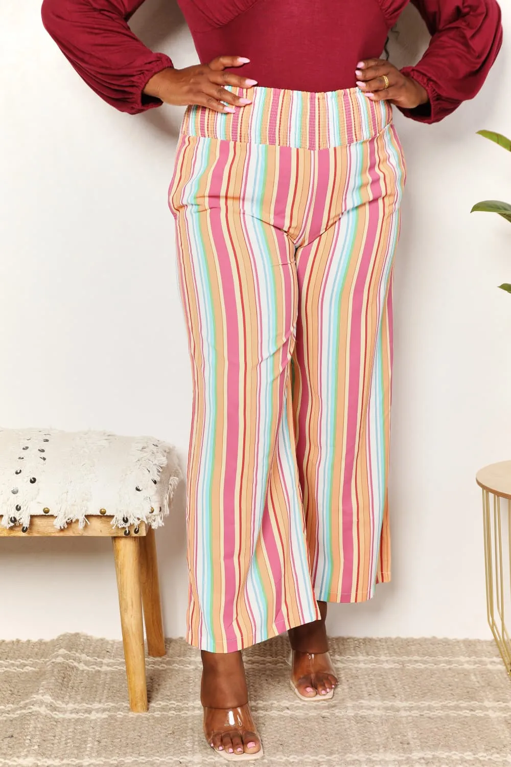 *APP EXCLUSIVE* Striped Smocked Waist Pants with Pockets