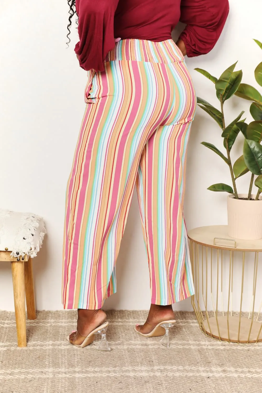 *APP EXCLUSIVE* Striped Smocked Waist Pants with Pockets