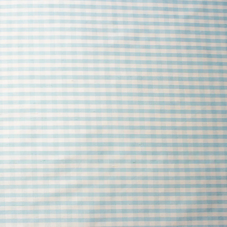 Baby Blue & White Checkered Silk