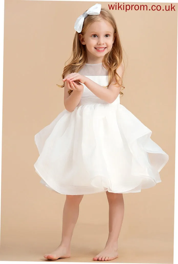 Back Flower Flower Girl Dresses - Neck With Scoop Organza V Knee-length Sleeveless Annalise Girl Dress Ball-Gown/Princess