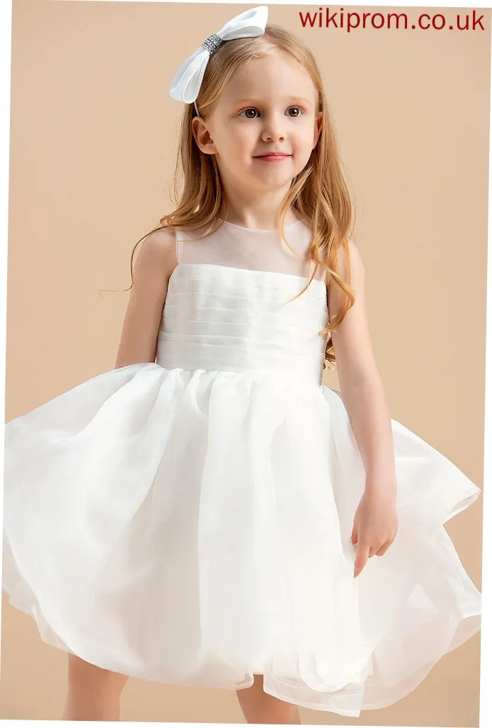 Back Flower Flower Girl Dresses - Neck With Scoop Organza V Knee-length Sleeveless Annalise Girl Dress Ball-Gown/Princess