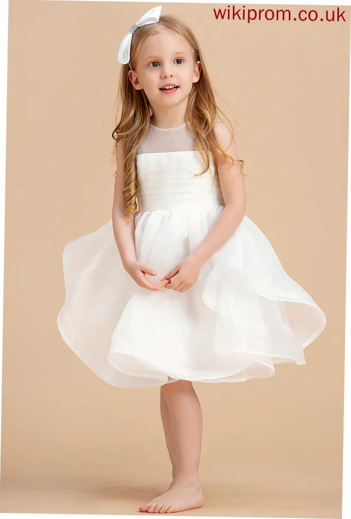 Back Flower Flower Girl Dresses - Neck With Scoop Organza V Knee-length Sleeveless Annalise Girl Dress Ball-Gown/Princess