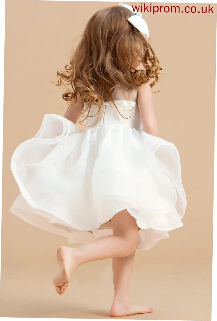 Back Flower Flower Girl Dresses - Neck With Scoop Organza V Knee-length Sleeveless Annalise Girl Dress Ball-Gown/Princess