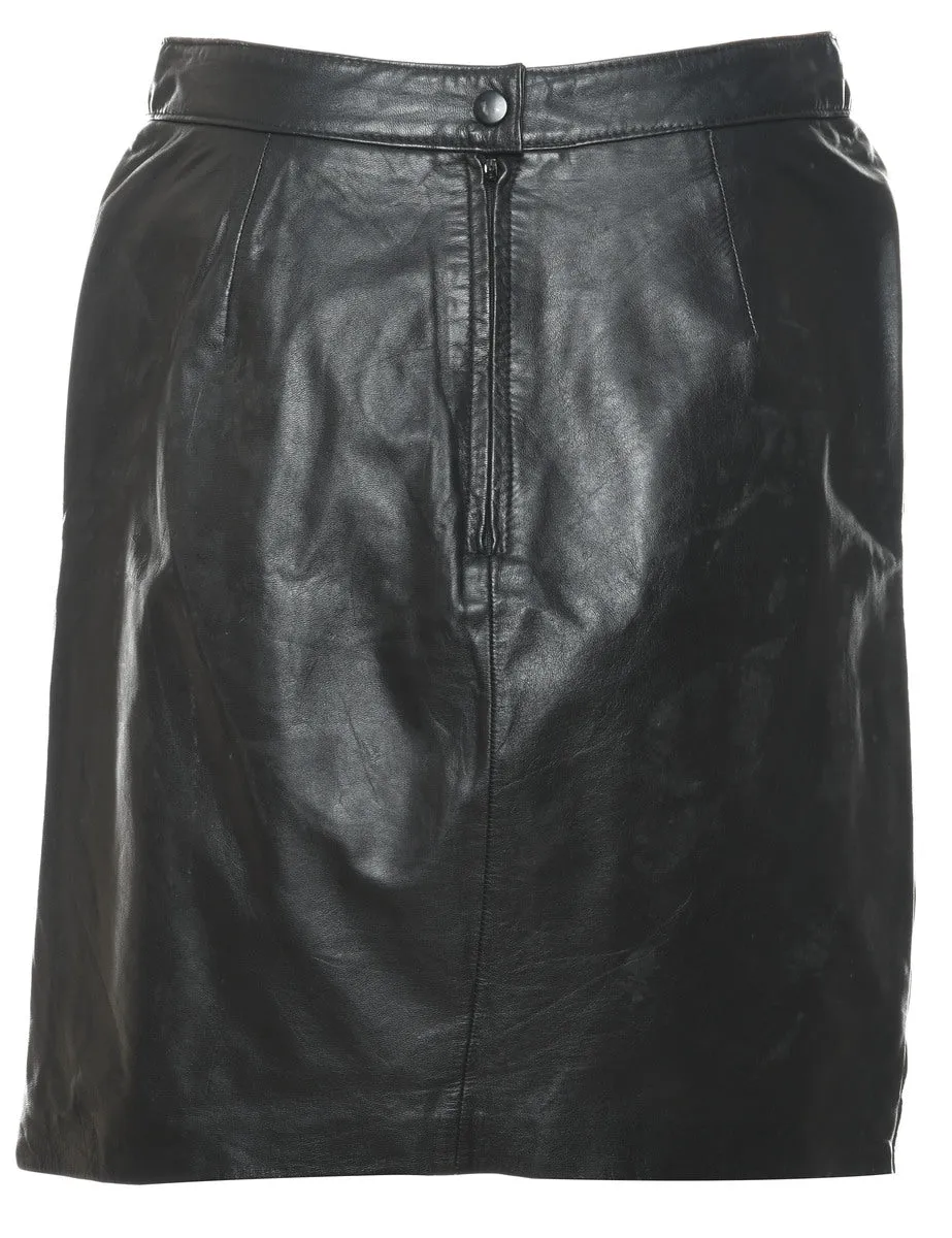 Black Leather Skirt - M