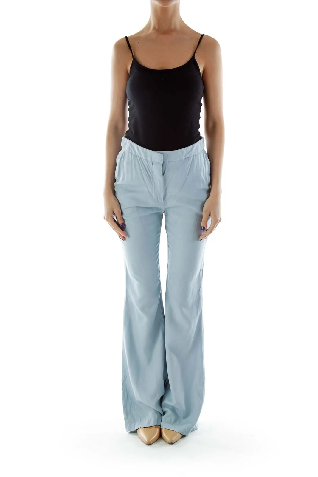 Blue Wide-Leg Loose Pants