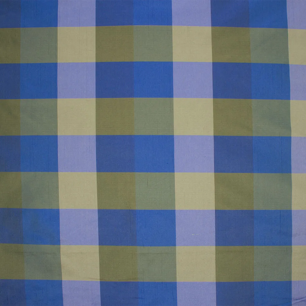 Blue/Green Checkered Silk Shantung