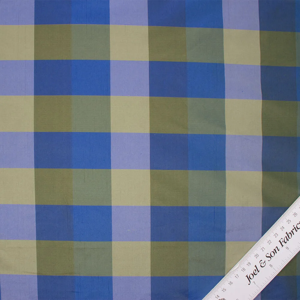 Blue/Green Checkered Silk Shantung