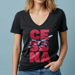 Cessna Letters - Women's V-Neck T-Shirt