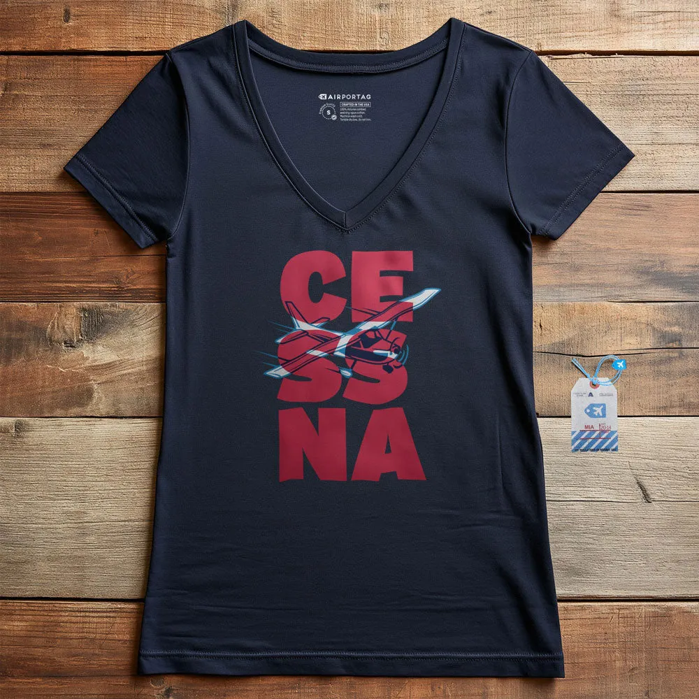 Cessna Letters - Women's V-Neck T-Shirt