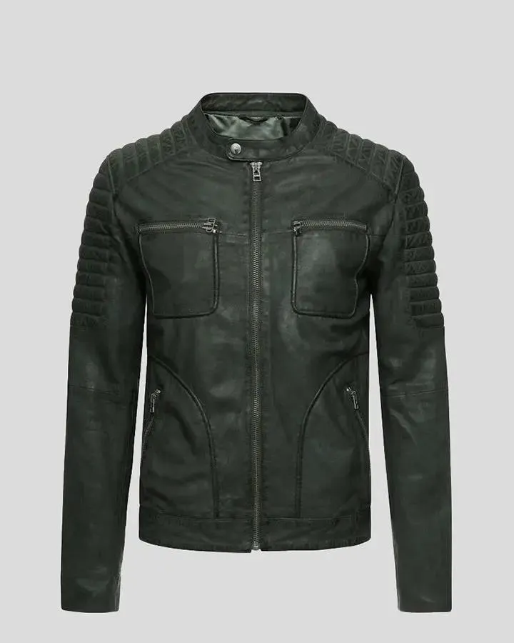 Cleo Green Biker Leather Jacket