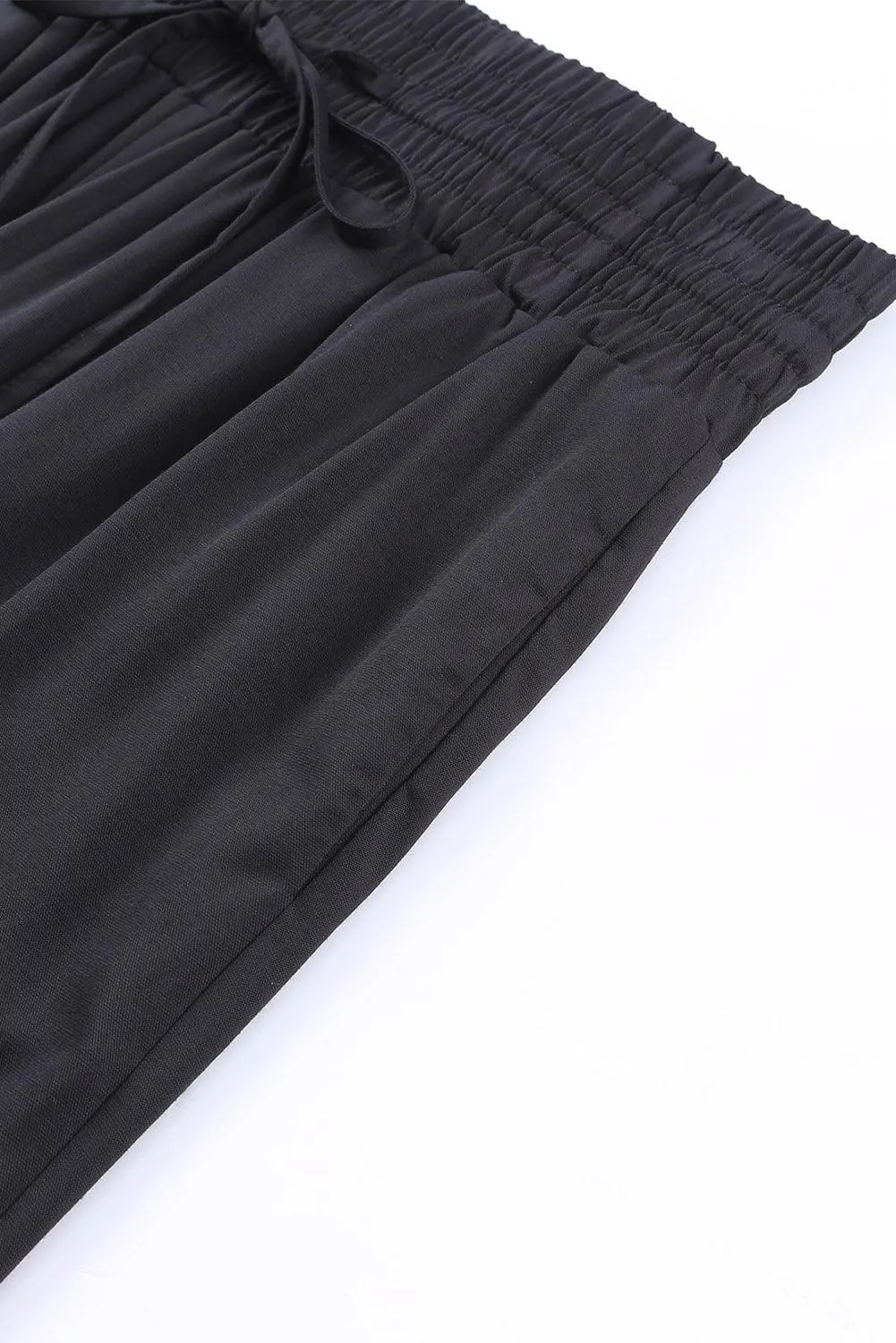 Drawstring Wide Leg  Pants with Elastic Waist for Work Casual for Women