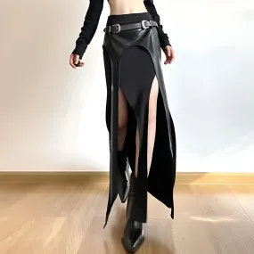 Goth Double Slit Maxi Skirt