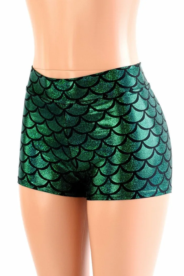 Green Midrise Mermaid Shorts