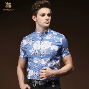 Hawaiian Color Short Sleeve Shirt Men