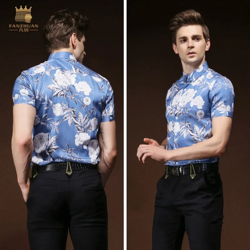 Hawaiian Color Short Sleeve Shirt Men