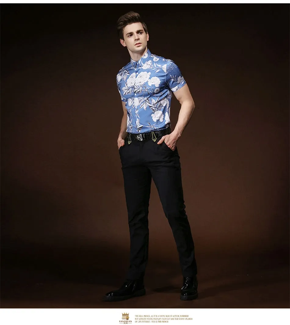 Hawaiian Color Short Sleeve Shirt Men