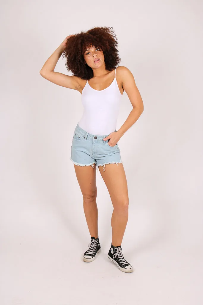 High Rise Denim Shorts In Light Stonewash