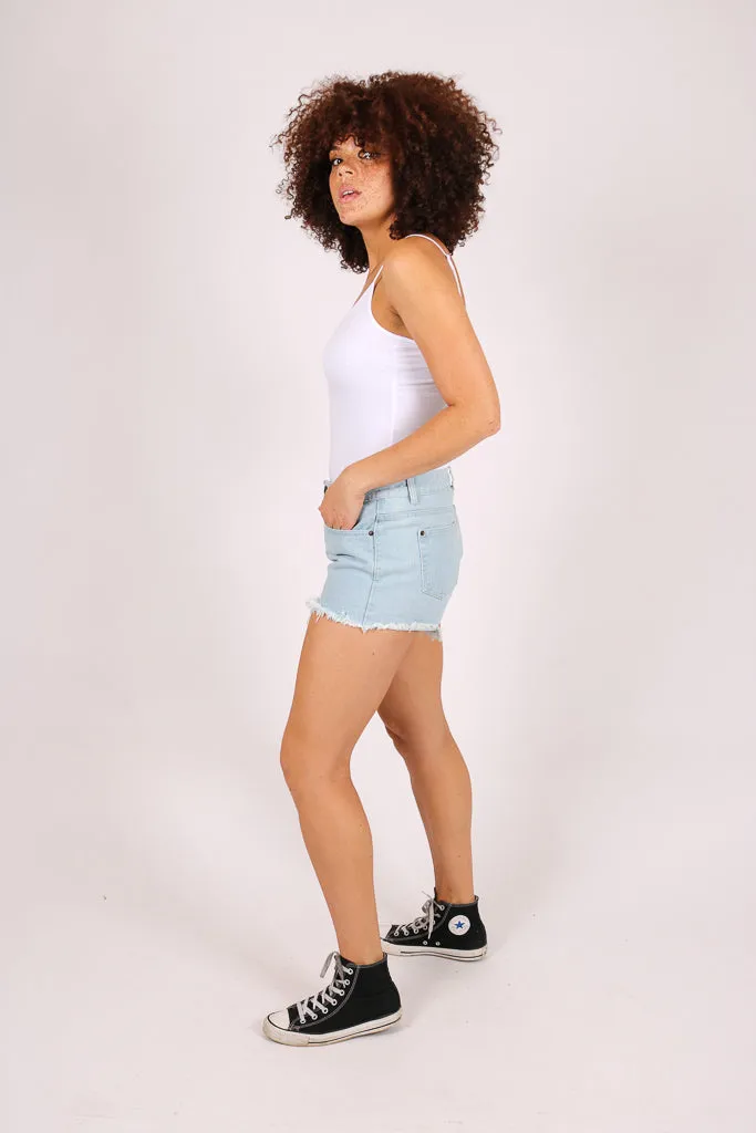 High Rise Denim Shorts In Light Stonewash