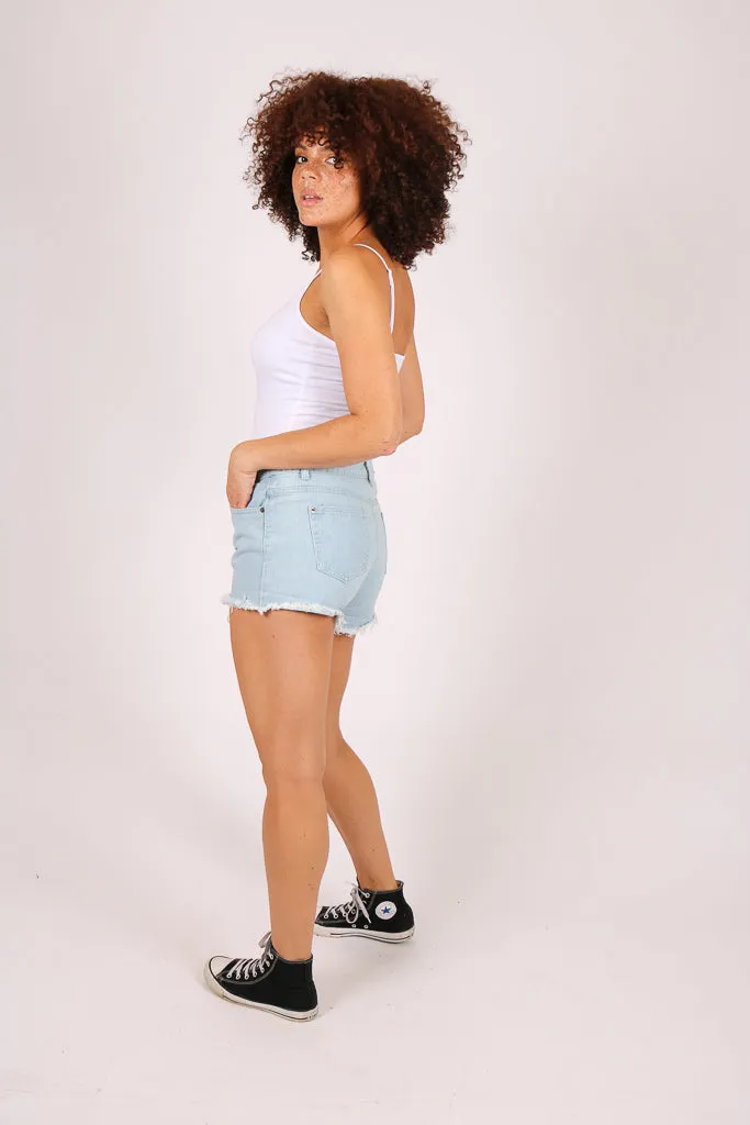 High Rise Denim Shorts In Light Stonewash