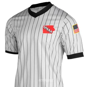 Iowa IHSAA Grey Pinstripe Dye Sublimated Logo V-Neck