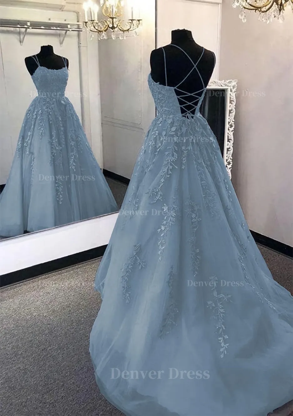 kamahe Ball Gown Scoop Neck Long/Floor-Length Tulle Prom Dress