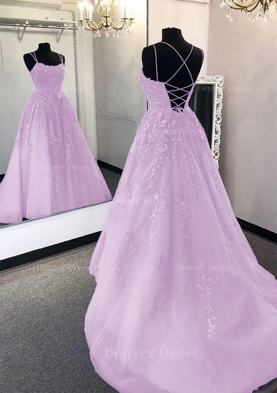 kamahe Ball Gown Scoop Neck Long/Floor-Length Tulle Prom Dress