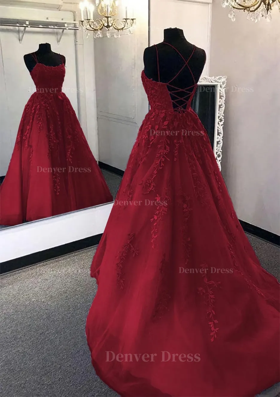 kamahe Ball Gown Scoop Neck Long/Floor-Length Tulle Prom Dress