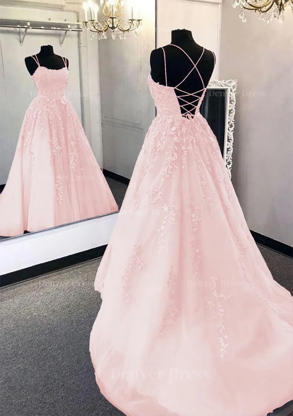 kamahe Ball Gown Scoop Neck Long/Floor-Length Tulle Prom Dress