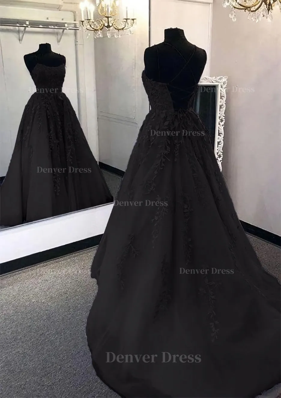 kamahe Ball Gown Scoop Neck Long/Floor-Length Tulle Prom Dress