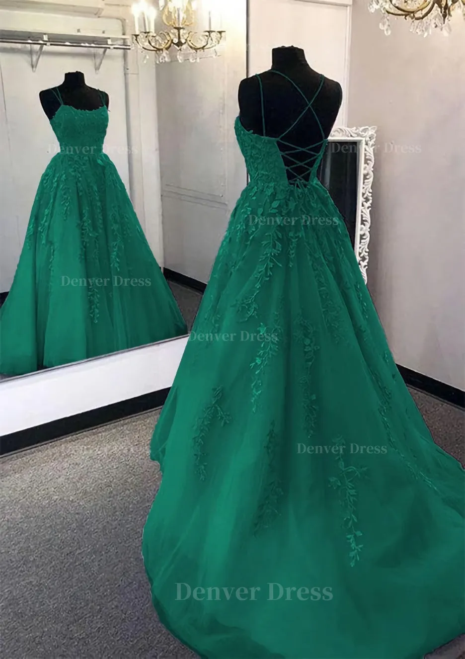 kamahe Ball Gown Scoop Neck Long/Floor-Length Tulle Prom Dress