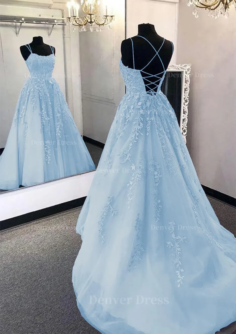 kamahe Ball Gown Scoop Neck Long/Floor-Length Tulle Prom Dress