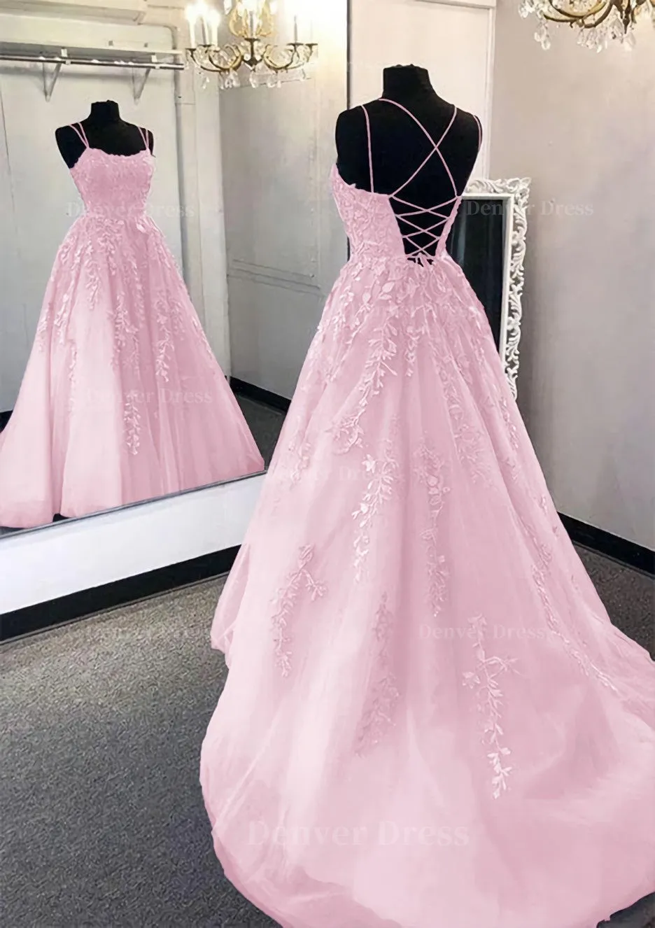 kamahe Ball Gown Scoop Neck Long/Floor-Length Tulle Prom Dress