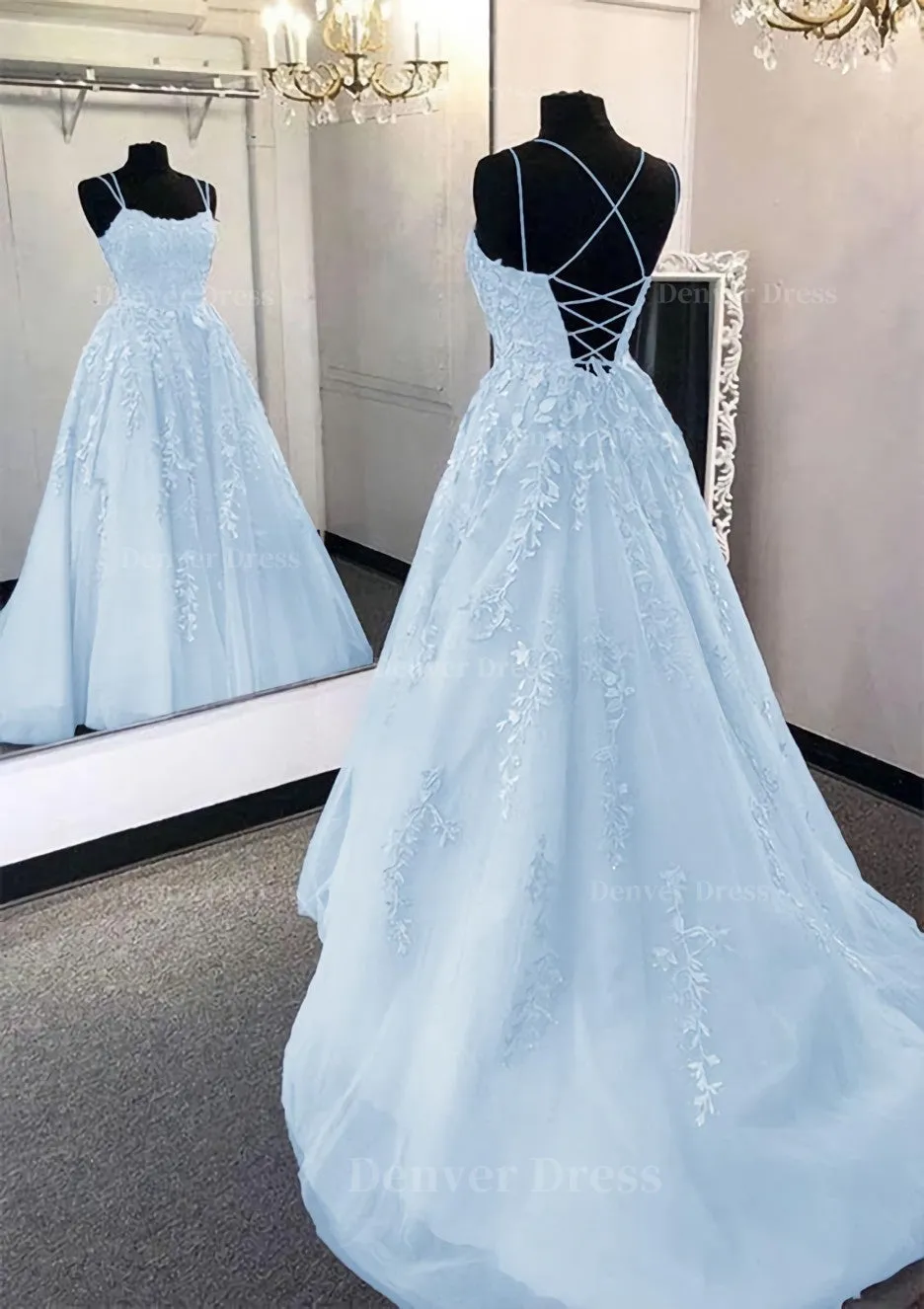 kamahe Ball Gown Scoop Neck Long/Floor-Length Tulle Prom Dress