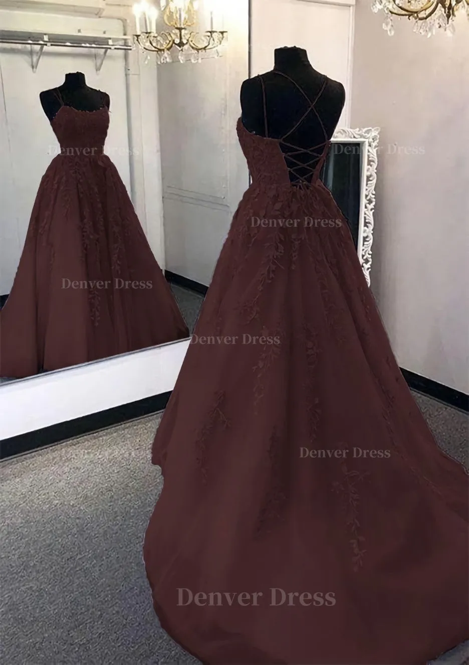 kamahe Ball Gown Scoop Neck Long/Floor-Length Tulle Prom Dress