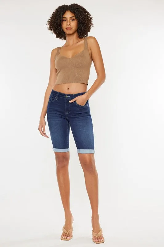 KANCAN MID RISE DENIM BERMUDA SHORTS