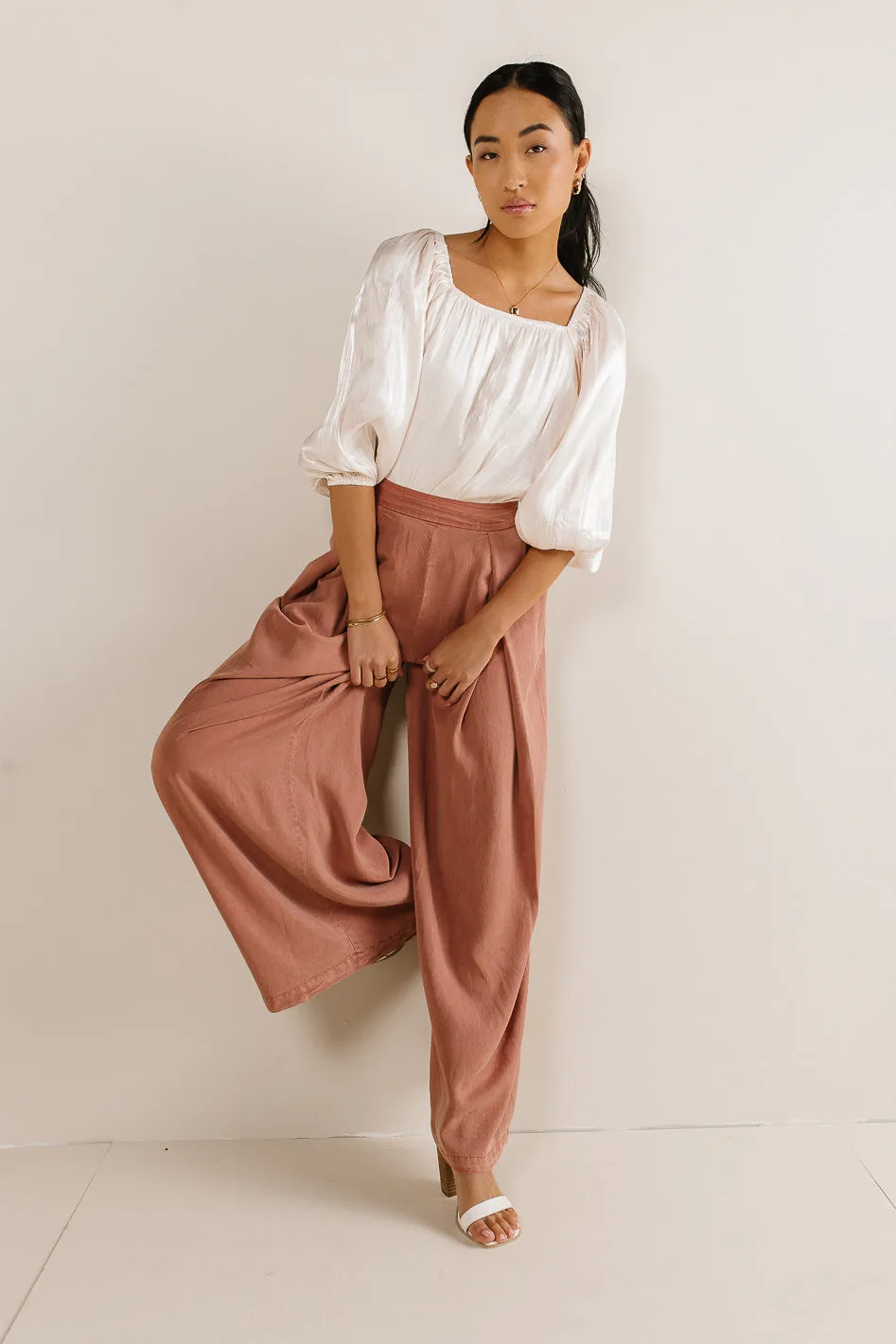 Katie Wide Leg Pants in Brick - FINAL SALE