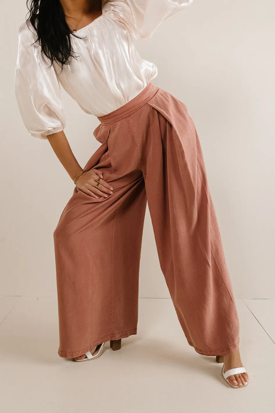 Katie Wide Leg Pants in Brick - FINAL SALE