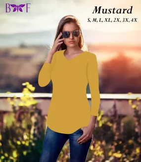 Mustard v neck and round bottom