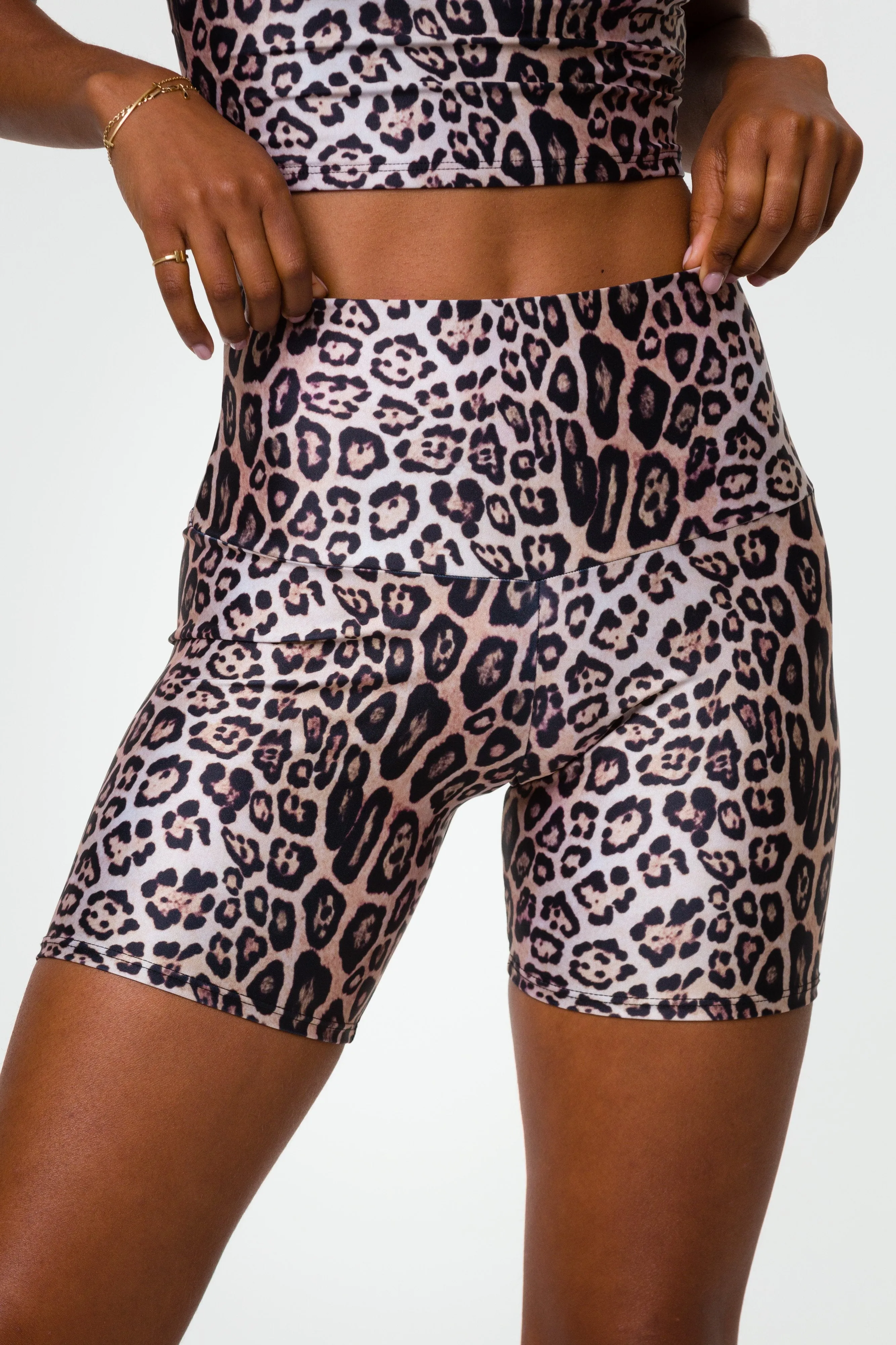 Onzie Leopard High Rise Mini Biker Short