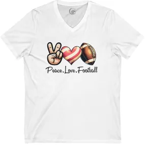 Peace, Love, Football V-Neck Tee