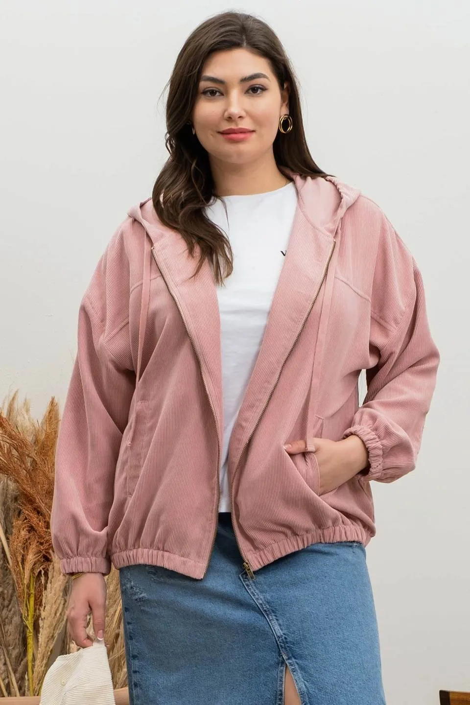 PLUS CORDUROY ZIP UP JACKET