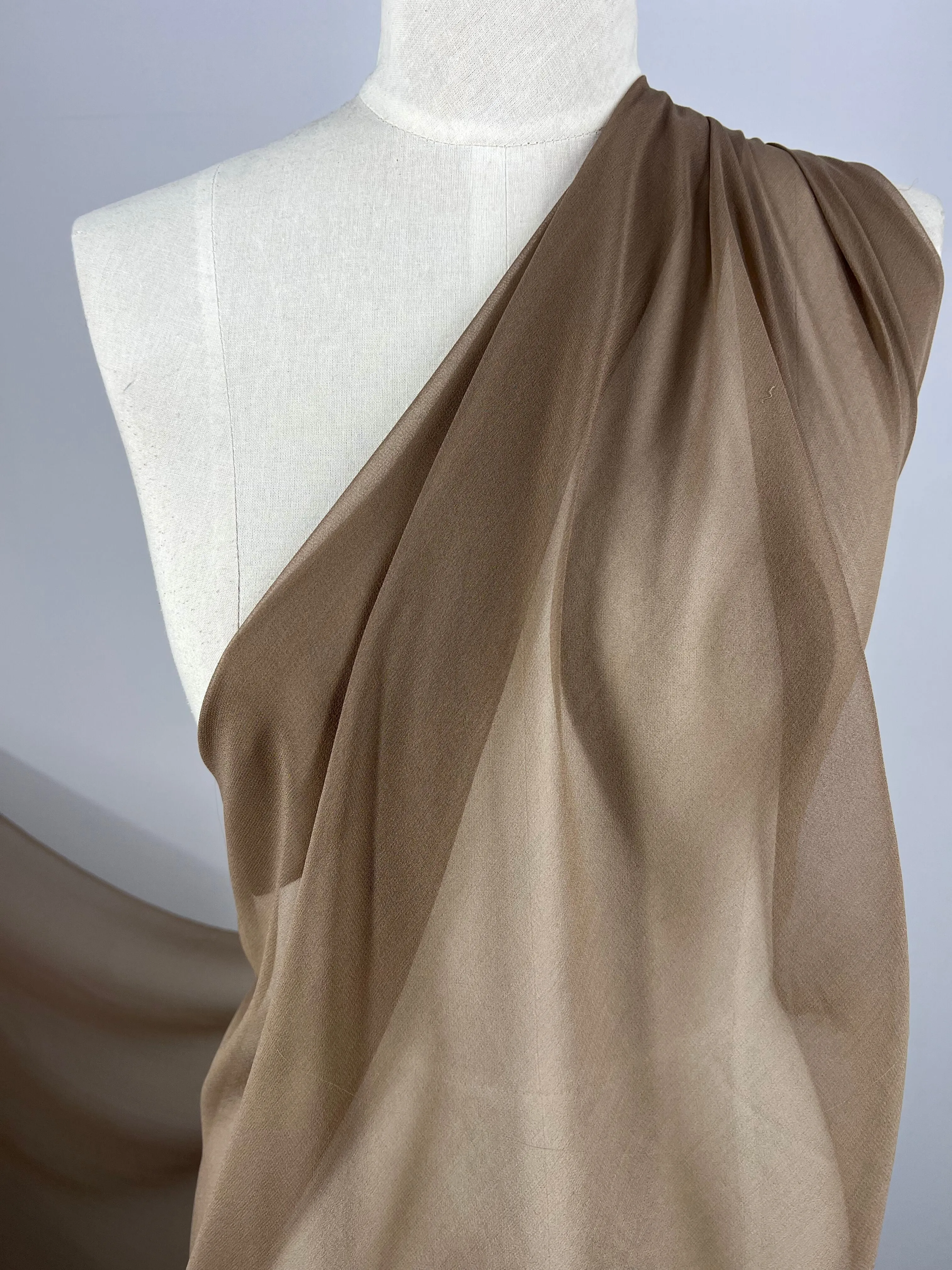 Pure Silk Georgette - Bark - 135cm